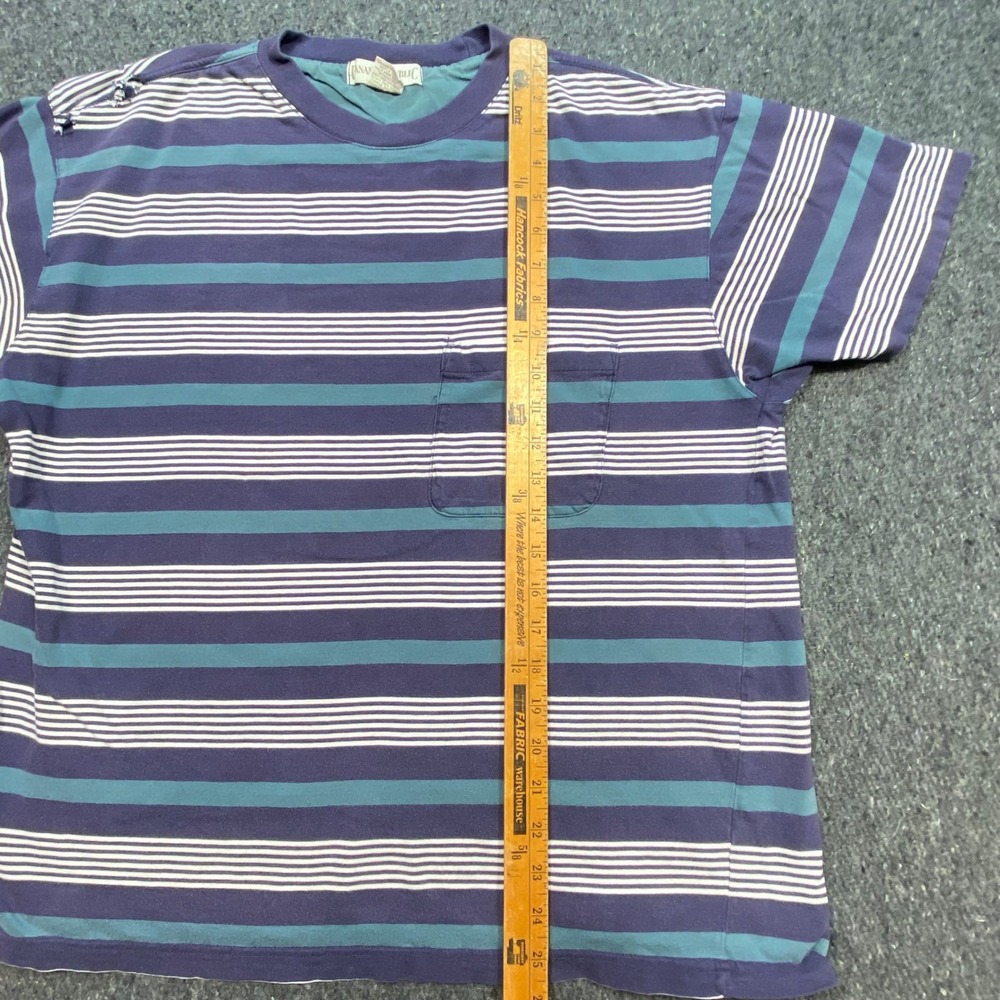 Banana Republic Striped Pocket Shirt Sz S Mens Purple Teal 90s Grunge Distressed - Picture 6 of 8